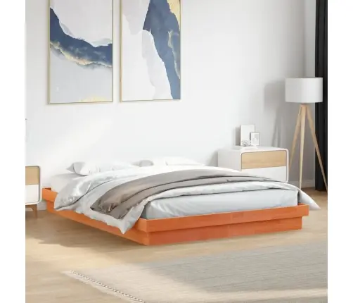 Gultas Rāmis, Led, Vaska Brūnas, 150X200 Cm, Priedes Masīvkoks Vidaxl