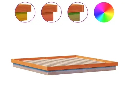 Gultas Rāmis, Led, Vaska Brūnas, 200X200 Cm, Priedes Masīvkoks Vidaxl