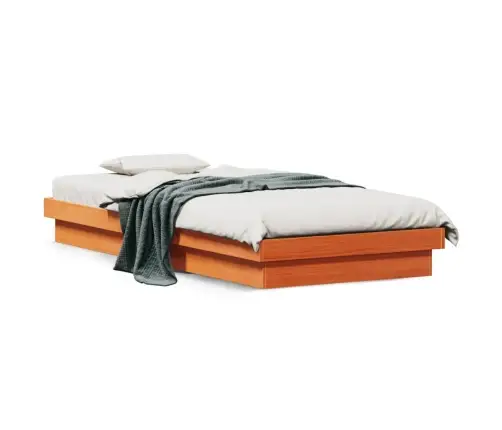 Gultas Rāmis, Led, Vaska Brūnas, 90X190 Cm, Priedes Masīvkoks Vidaxl