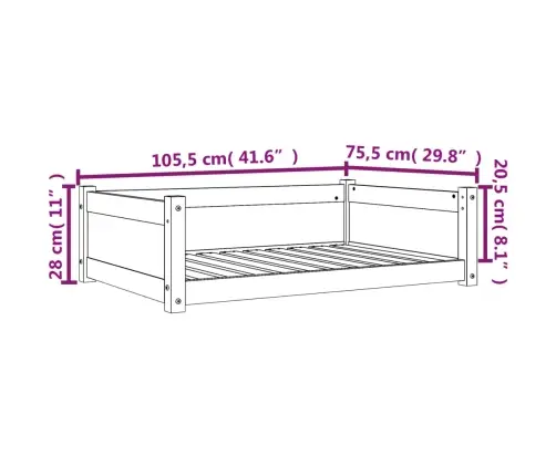 Suņu Gulta, Vaska Brūna, 105,5X75,5X28 Cm, Priedes Masīvkoks Vidaxl