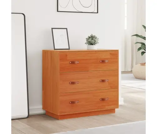 Kumode, Vaska Brūna, 80X40X75 Cm, Priedes Masīvkoks Vidaxl