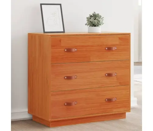 Kumode, Vaska Brūna, 80X40X75 Cm, Priedes Masīvkoks Vidaxl