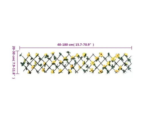 Mākslīgās Efejas Špalera, Paplašināma, Dzeltena, 180X20 Cm Vidaxl