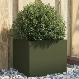 Puķu Kaste, Olīvzaļa, 32X30X29 Cm, Tērauds Vidaxl