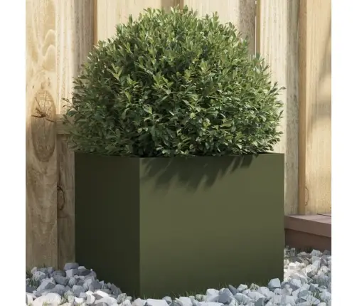 Puķu Kaste, Olīvzaļa, 32X30X29 Cm, Tērauds Vidaxl