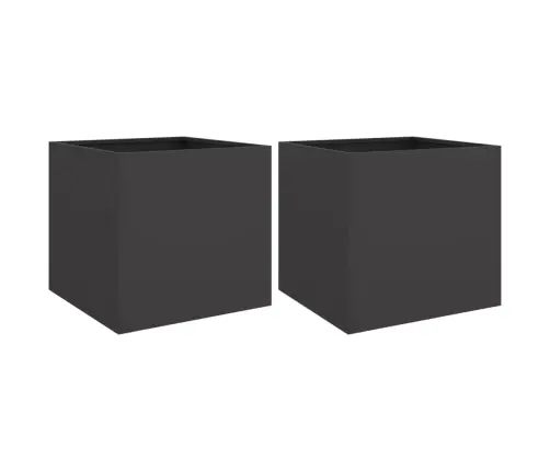 Puķu Kastes, 2 Gb., Melnas, 42X40X39 Cm, Tērauds Vidaxl