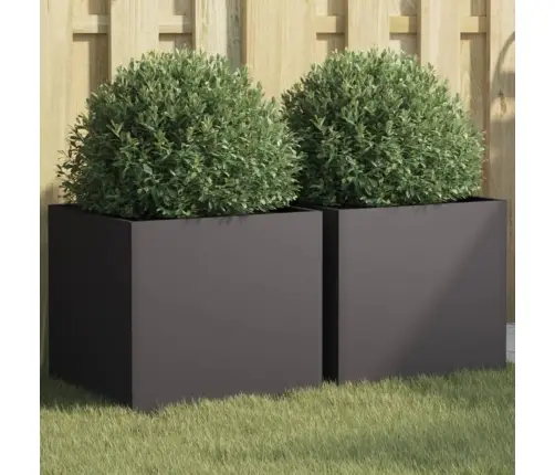 Puķu Kastes, 2 Gb., Melnas, 42X40X39 Cm, Tērauds Vidaxl