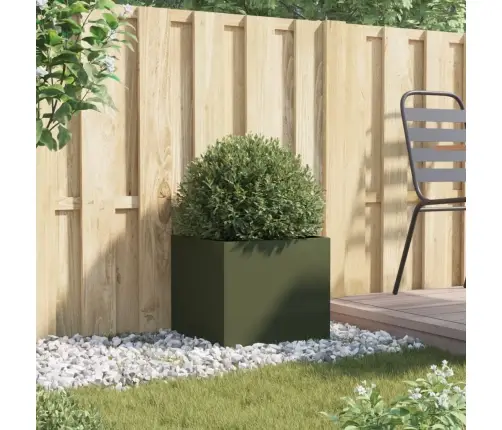 Puķu Kaste, Olīvzaļa, 42X40X39 Cm, Tērauds Vidaxl