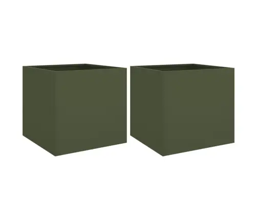 Puķu Kastes, 2 Gab., Olīvu Zaļas, 42X40X39 Cm, Tērauds Vidaxl