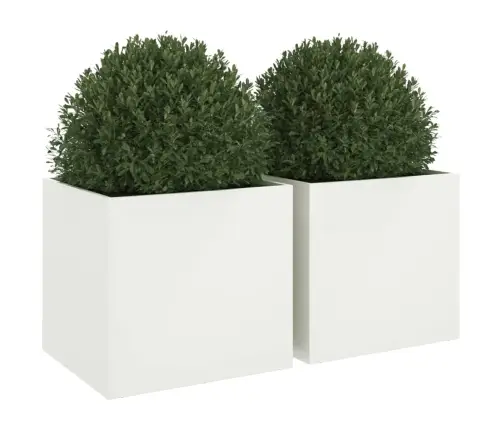 Puķu Kastes, 2 Gb., Baltas, 49X47X46 Cm, Tērauds Vidaxl