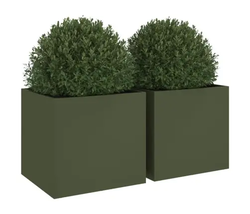 Puķu Kastes, 2 Gb., Olīvzaļas, 49X47X46 Cm, Tērauds Vidaxl