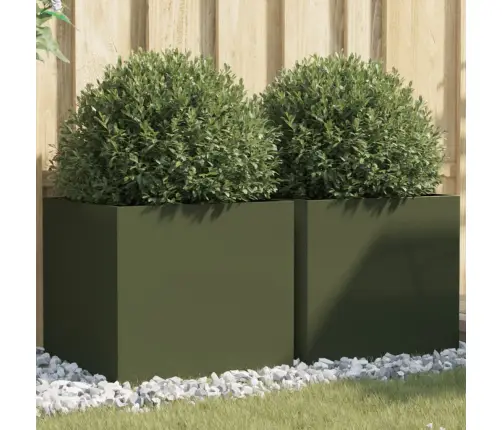 Puķu Kastes, 2 Gb., Olīvzaļas, 49X47X46 Cm, Tērauds Vidaxl