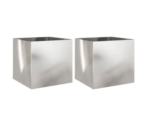 Taimekastid 2 Tk, Hõbedane, 49 X 47 X 46 cm Roostevaba Teras