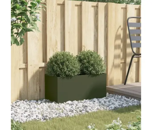 Puķu Kaste, Olīvzaļa, 62X30X29 Cm, Tērauds Vidaxl