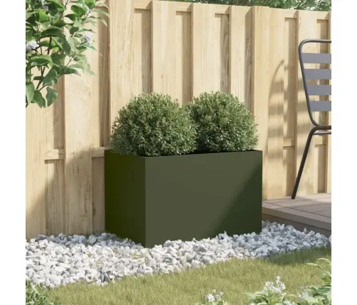 Puķu Kaste, Olīvzaļa, 62X40X39 Cm, Tērauds Vidaxl