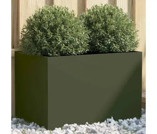 Puķu Kaste, Olīvzaļa, 62X40X39 Cm, Tērauds Vidaxl