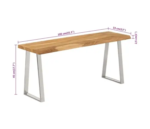 Naturaalsete Servadega Pink, 105 cm Akaatsiapuit