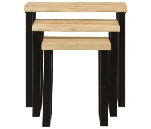 Galdiņi, 3 Gab., Ar Dabīgas Formas Malu, Sabīdāmi, Mango Koks Vidaxl