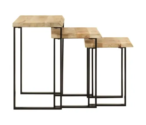 Galdiņi, 3 Gab., Ar Dabīgas Formas Malu, Sabīdāmi, Mango Koks Vidaxl