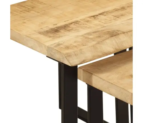 Galdiņi, 3 Gab., Ar Dabīgas Formas Malu, Sabīdāmi, Mango Koks Vidaxl