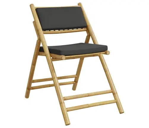 Saliekami Bistro Krēsli, Tumši Pelēki Spilveni, 4 Gab., Bambuss Vidaxl