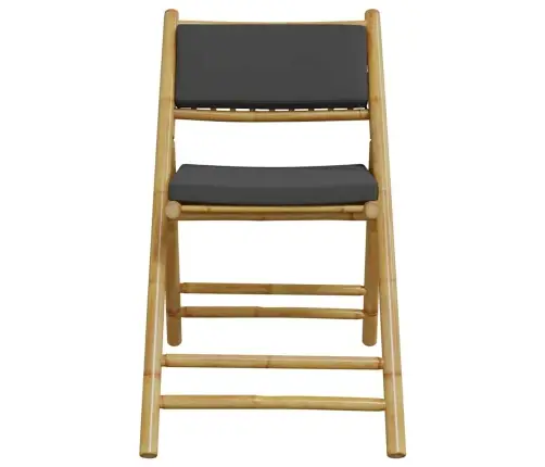 Saliekami Bistro Krēsli, Tumši Pelēki Spilveni, 4 Gab., Bambuss Vidaxl