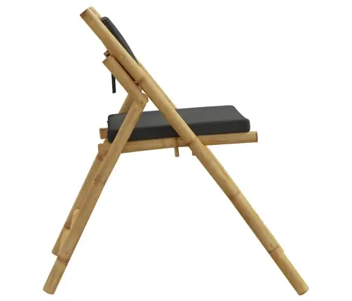 Saliekami Bistro Krēsli, Tumši Pelēki Spilveni, 4 Gab., Bambuss Vidaxl