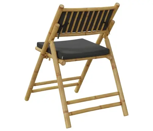 Saliekami Bistro Krēsli, Tumši Pelēki Spilveni, 4 Gab., Bambuss Vidaxl