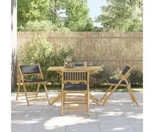 Saliekami Bistro Krēsli, Tumši Pelēki Spilveni, 4 Gab., Bambuss Vidaxl