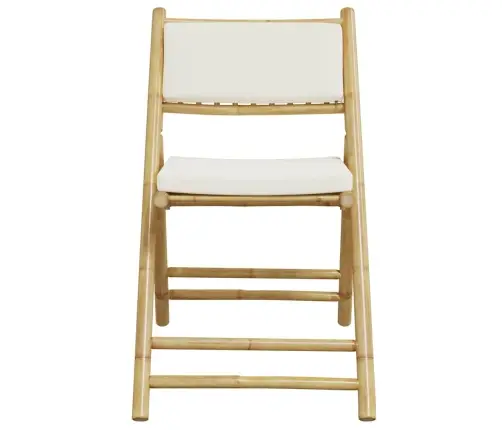 3-Daļīgs Bistro Mēbeļu Komplekts Ar Krēmbalti Spilveni, Bambuss Vidaxl