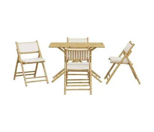 Bistro Komplektas Su Kreminėmis Pagalvėlėmis, 5 Dalių, Bambukas