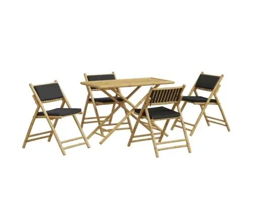 Bistro Komplektas Su Pilkomis Pagalvėlėmis, 5 Dalių, Bambukas