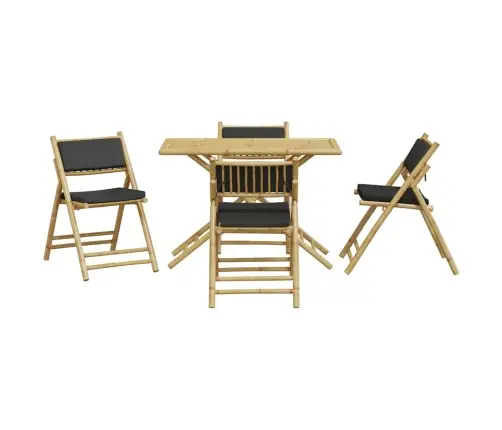 Bistro Komplektas Su Pilkomis Pagalvėlėmis, 5 Dalių, Bambukas