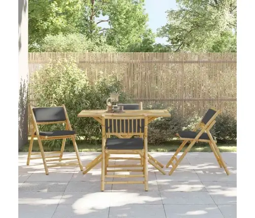 Bistro Komplektas Su Pilkomis Pagalvėlėmis, 5 Dalių, Bambukas