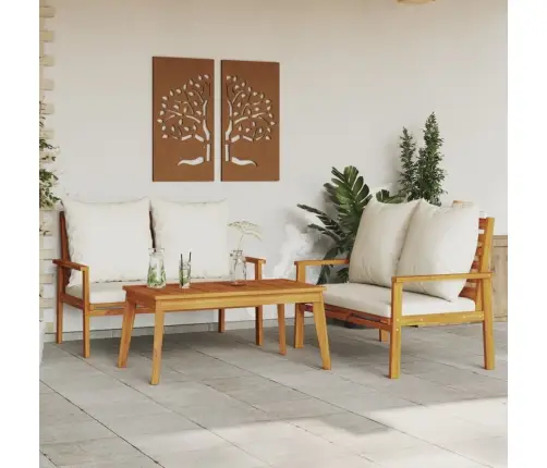 3-Osaline Aiamööbli Komplekt Patjadega, Akaatsiapuit Vidaxl