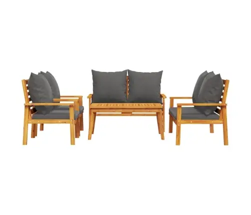 5-Osaline Aiamööbli Komplekt Patjadega, Akaatsiapuit 5-Osaline Aiamööbli Komplekt Patjadega, Akaatsiapuit