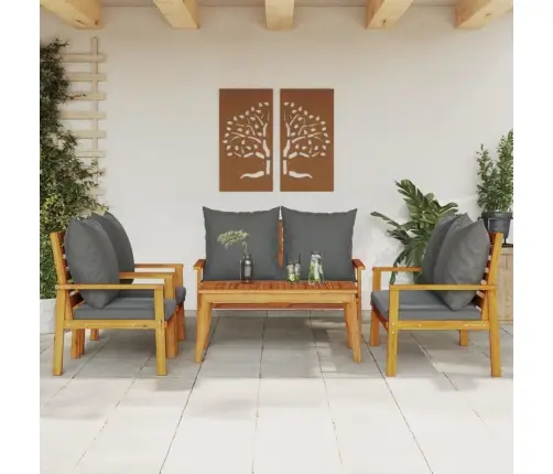 5-Osaline Aiamööbli Komplekt Patjadega, Akaatsiapuit 5-Osaline Aiamööbli Komplekt Patjadega, Akaatsiapuit