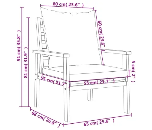 5-Daļīgs Dārza Atpūtas Mēbeļu Komplekts Ar Matračiem, Akācija Vidaxl