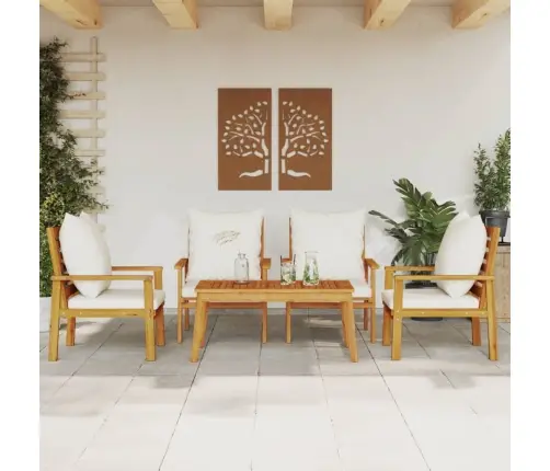 5-Daļīgs Dārza Atpūtas Mēbeļu Komplekts Ar Matračiem, Akācija Vidaxl