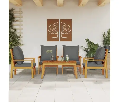 5-Daļīgs Dārza Atpūtas Mēbeļu Komplekts Ar Matračiem, Akācija Vidaxl