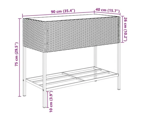 Dārza Puķu Kastes Ar Plauktu, 2 Gab., Melna Pe Rotangpalma Vidaxl