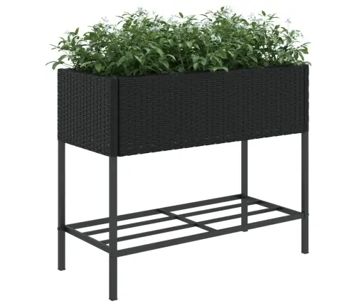 Dārza Puķu Kastes Ar Plauktu, 2 Gab., Melna Pe Rotangpalma Vidaxl