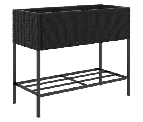 Dārza Puķu Kastes Ar Plauktu, 2 Gab., Melna Pe Rotangpalma Vidaxl