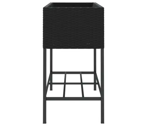 Dārza Puķu Kastes Ar Plauktu, 2 Gab., Melna Pe Rotangpalma Vidaxl