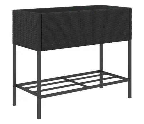 Dārza Puķu Kastes Ar Plauktu, 2 Gab., Melna Pe Rotangpalma Vidaxl