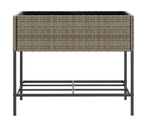 Dārza Puķu Kastes Ar Plauktu, 2 Gab., Pelēka Pe Rotangpalma Vidaxl