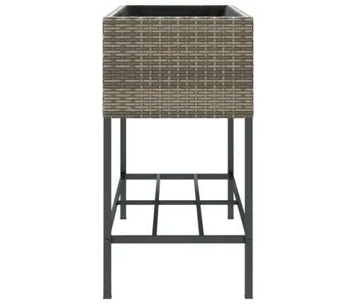 Dārza Puķu Kastes Ar Plauktu, 2 Gab., Pelēka Pe Rotangpalma Vidaxl