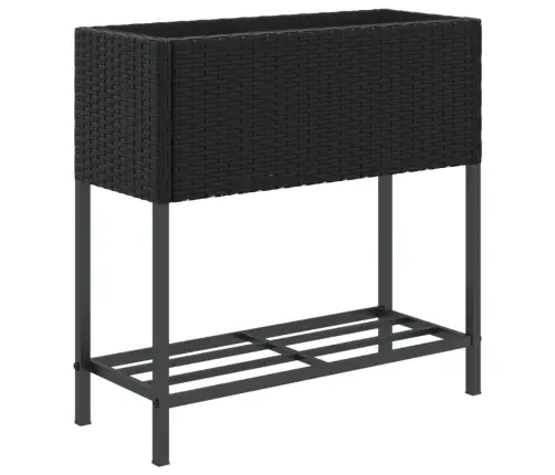 Dārza Puķu Kastes Ar Plauktu, 2 Gab., Melna Pe Rotangpalma Vidaxl