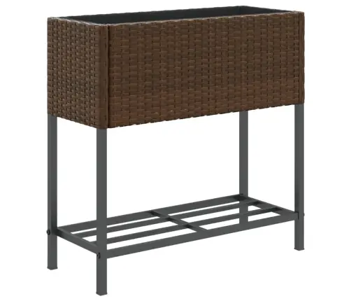 Dārza Puķu Kastes Ar Plauktu, 2 Gab., Brūna Pe Rotangpalma Vidaxl