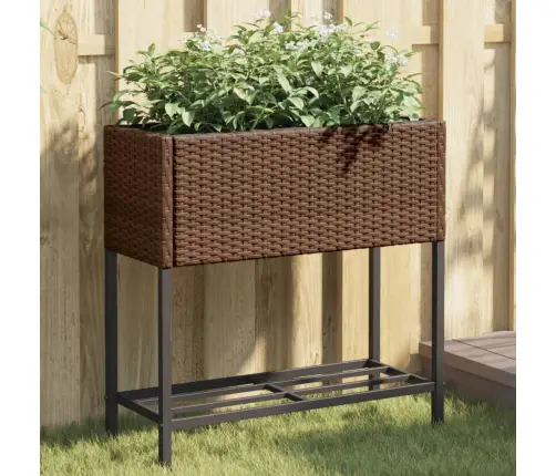 Dārza Puķu Kastes Ar Plauktu, 2 Gab., Brūna Pe Rotangpalma Vidaxl